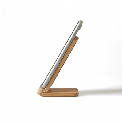 Hot Selling portable eco-friendly natural bamboo QI fast  Phone Stand Holder wireless charger for cell phone